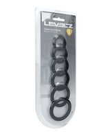Shots Levelz Classic Silicone Cock Ring Set of 6 All Sizes - Black by Levelz