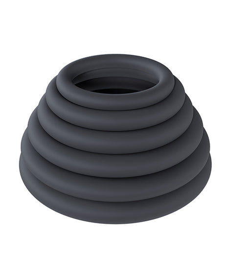 Shots Levelz Classic Silicone Cock Ring Set of 6 All Sizes - Black by Levelz