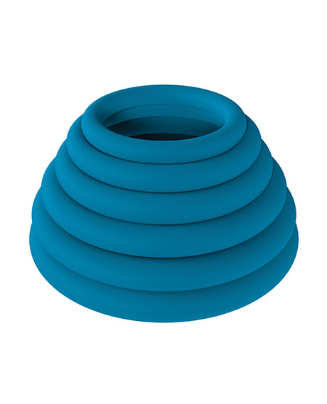Shots Levelz Classic Silicone Cock Ring Set of 6 All Sizes - Teal by Levelz
