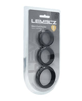 Shots Levelz Wide O Silicone Cock Ring Set of 3 - Black by Levelz