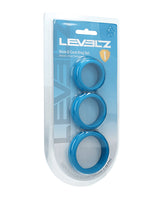 Shots Levelz Wide O Silicone Cock Ring Set of 3 - Teal by Levelz
