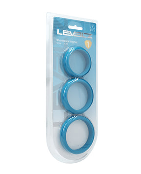 Shots Levelz Wide O Silicone Cock Ring Set of 3 (42 mm, 50 mm, 55 mm) - Teal by Levelz