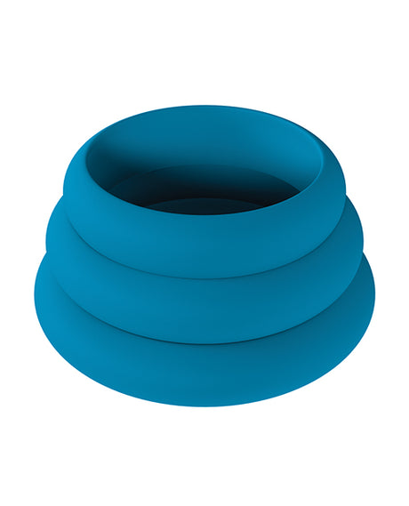 Shots Levelz Wide O Silicone Cock Ring Set of 3 (42 mm, 50 mm, 55 mm) - Teal by Levelz