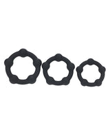 Shots Levelz Beaded Silicone Cock Ring Set of 3 (35 mm, 40 mm, 45 mm) - Black by Levelz