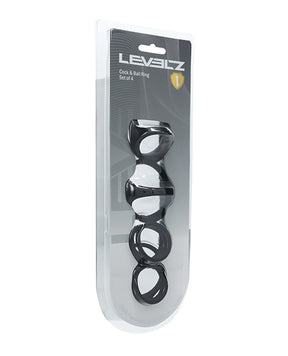 Shots Levelz Set of 4 Silicone Cock & Ball Rings - Black by Levelz