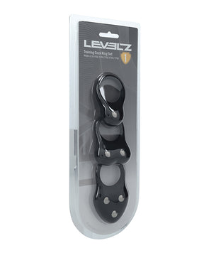 Shots Levelz Silicone Training Cock Ring Set of 3 - Black by Levelz