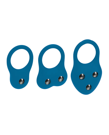 Levelz Silicone Weighted Cock Ring Set of 3 — Teal