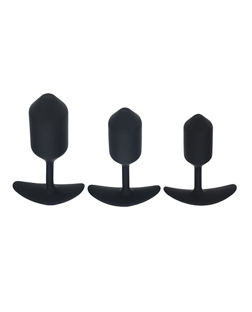 Levelz Silicone Weighted Anal Plug Training Kit - 3-Pack (Black)