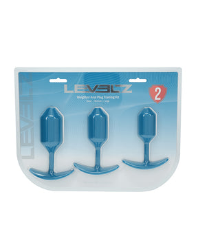 Shots Levelz Silicone Weighted Anal Plug Training Kit Set of 3 - Teal by Levelz