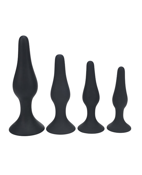 Shots Levelz Slim Silicone Anal Plug Kit of 4 - Black by Levelz