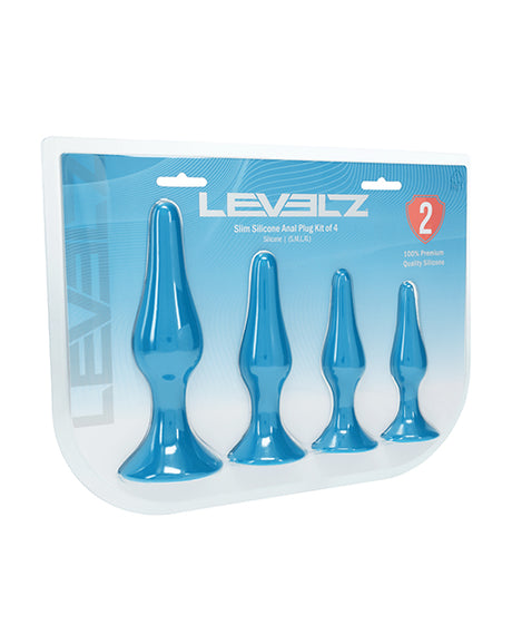 Shots Levelz Slim Silicone Anal Plug Kit of 4 - Teal by Levelz