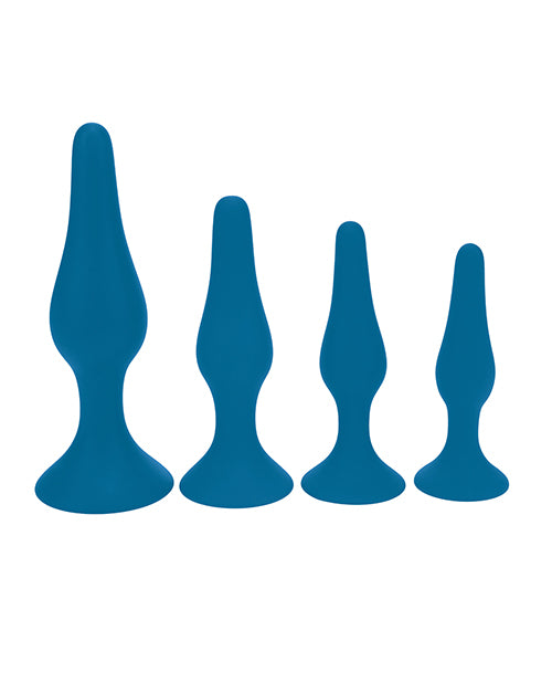 Shots Levelz Slim Silicone Anal Plug Kit of 4 - Teal by Levelz
