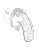Shots Man Cage 4.5" Cock Cage w/Plug 11 - Clear by Man Cage