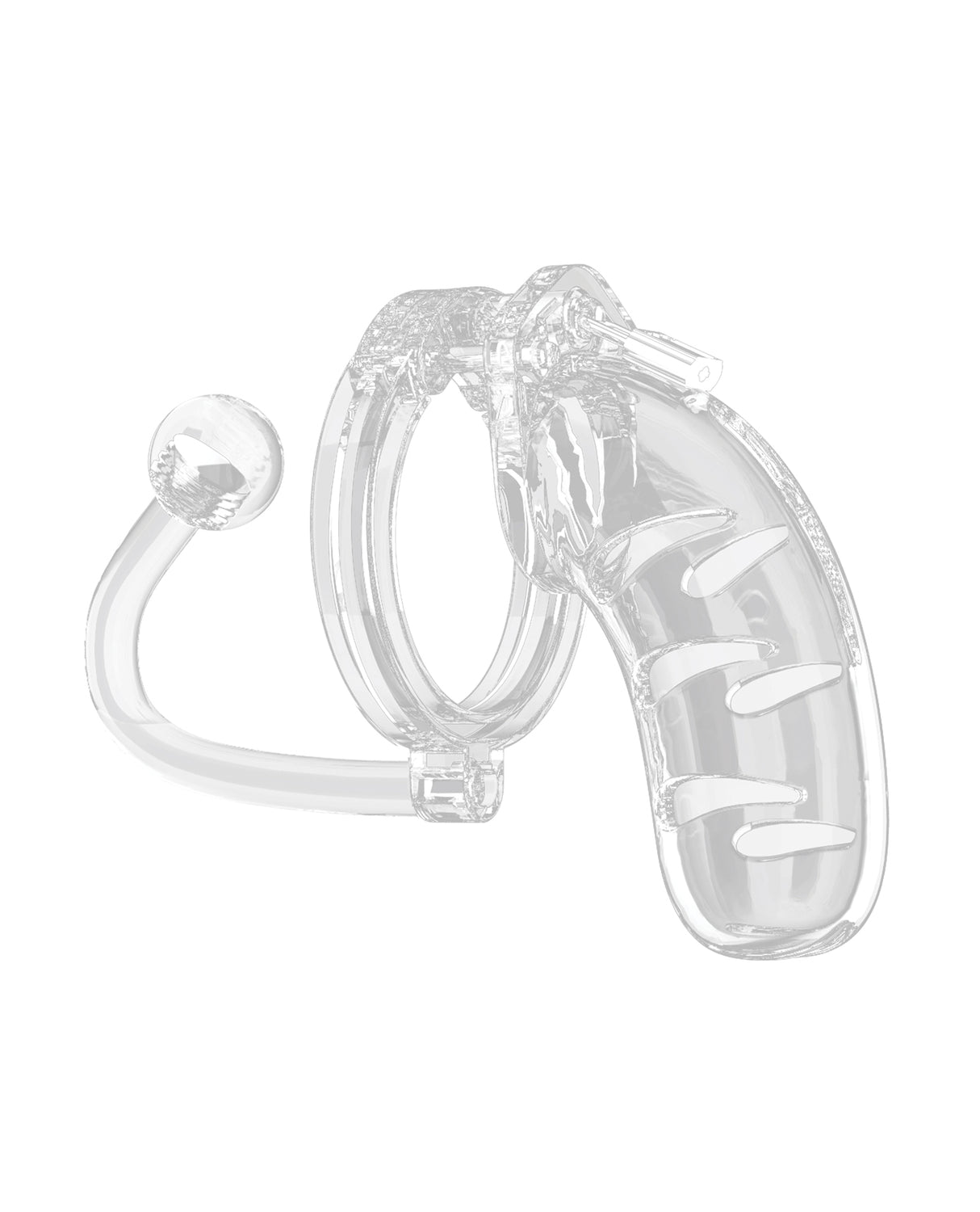Shots Man Cage 4.5" Cock Cage w/Plug 11 - Clear by Man Cage