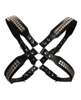 Shots Uomo Men's Pyramid Stud Body Harness - Black by Ouch Uomo