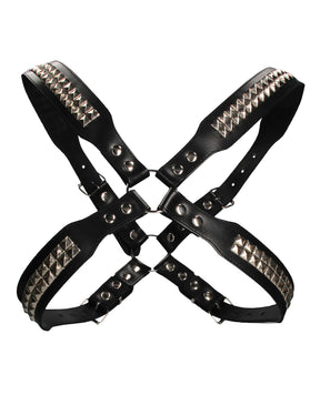 Shots Uomo Men's Pyramid Stud Body Harness - Black by Ouch Uomo