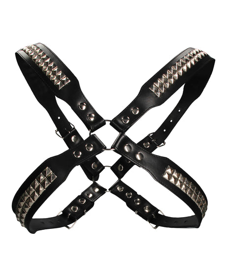 Shots Uomo Men's Pyramid Stud Body Harness - Black by Ouch Uomo