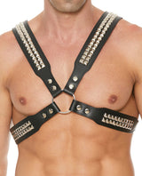 Shots Uomo Men's Pyramid Stud Body Harness - Black by Ouch Uomo