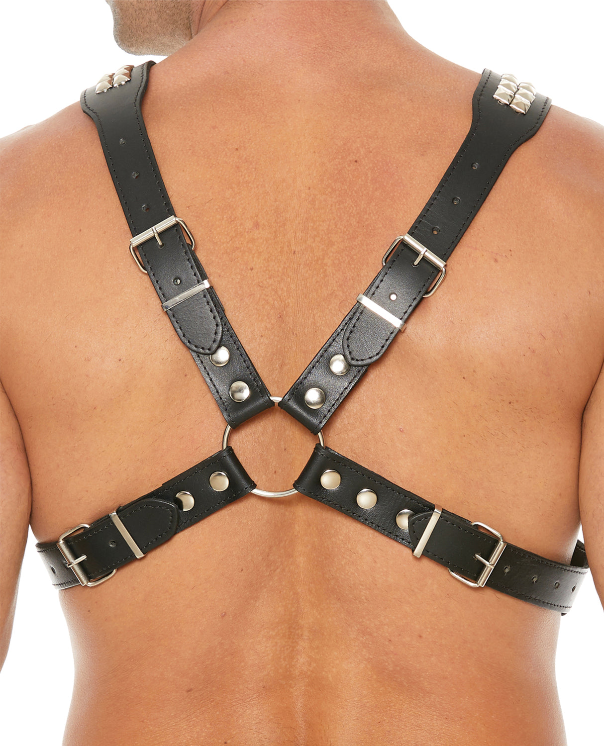 Shots Uomo Men's Pyramid Stud Body Harness - Black by Ouch Uomo