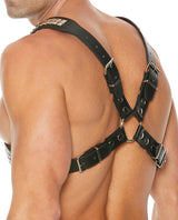 Shots Uomo Men's Pyramid Stud Body Harness - Black by Ouch Uomo