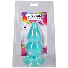 Doc Johnson Crystal Jellies Double Pop Plug — 6 Inch Teal - DJ0288-97-CD