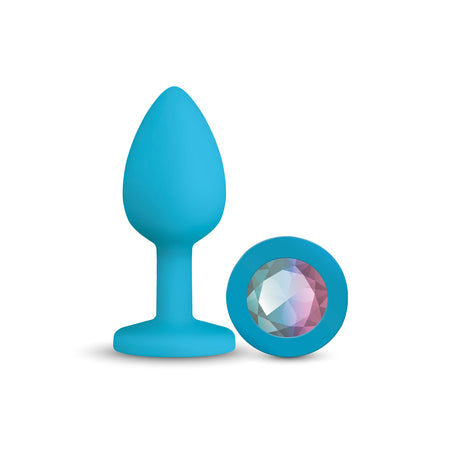 Gemma Clear Iridescent Gem Teal Silicone Plug - M