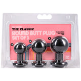 Round Butt Plug 3 Piece Set - Black