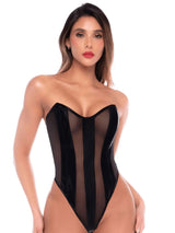 Mapale Strapless Mesh Bodysuit — Black, L/XL - GE-2828BLKLXL