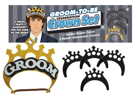 Little Genie Groom-to-Be Celebration Crown Set — 5-Piece Gold & Metallic - LG-NVC050