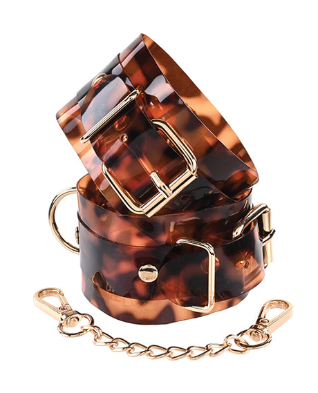 Sincerely Amber Hand Cuffs — Tortoiseshell-Style Bondage Cuffs