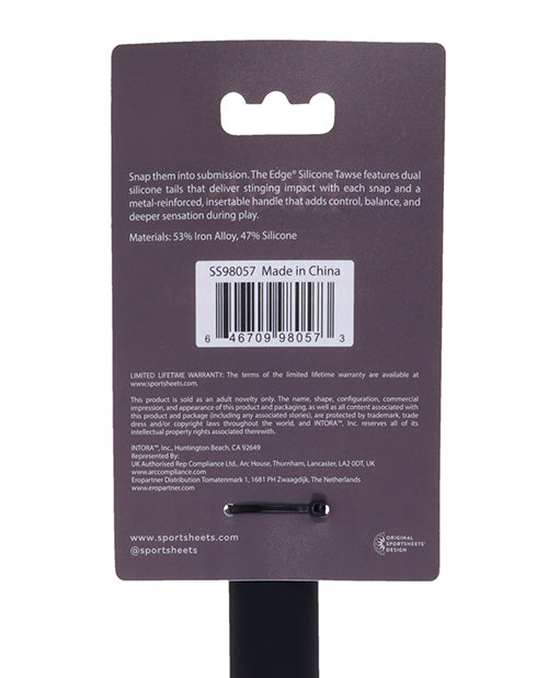 Edge Silicone Tawse — Dual-Tail Impact Strap, Black