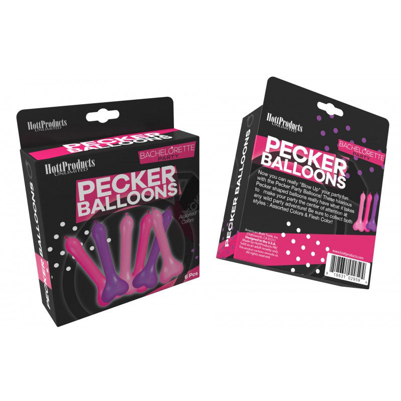 Pecker Balloons Assorted Colors 6 Pc Box by Hott Products