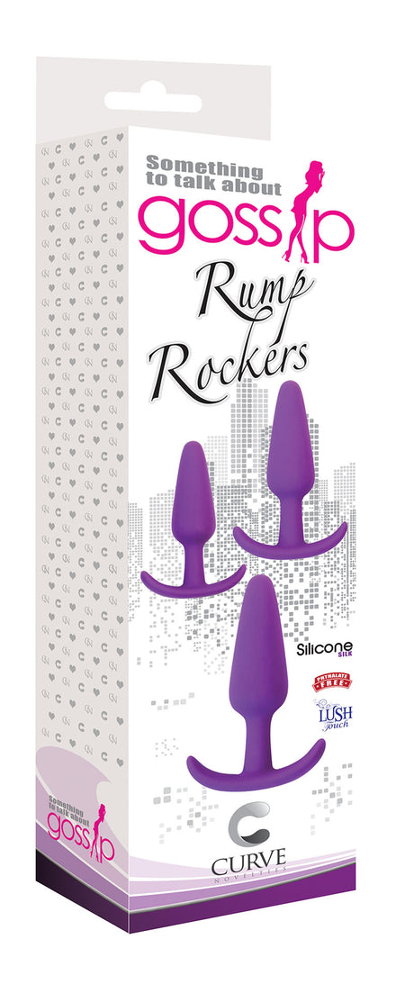 Curve Toys Gossip Rump Rockers — 3-Piece Silicone Anal Trainer, Violet - CN-0104-04-40