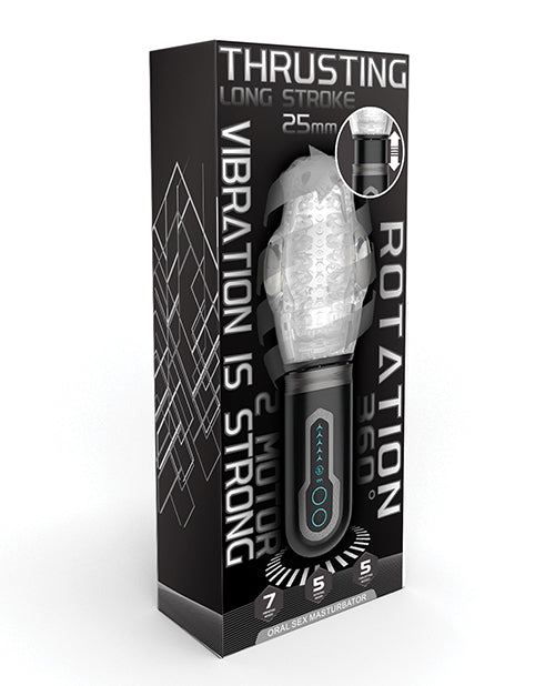 Thrusting, Rotating & Vibrating Oral Sex Masturbator - Black by Secwell