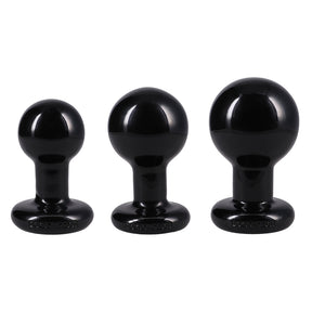 Doc Johnson Round Butt Plug 3-Piece Set — Black - DJ0244-71-CD
