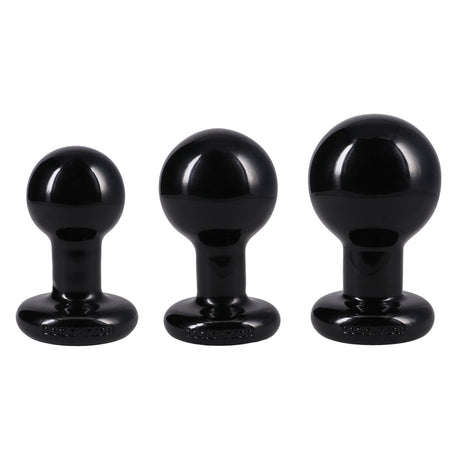 Doc Johnson Round Butt Plug 3-Piece Set — Black - DJ0244-71-CD