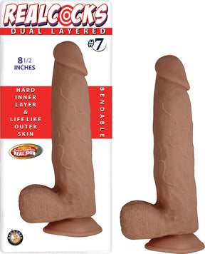 Nasstoys Realcocks Dual-Layer Realistic Dildo #7, Brown - NW2786-2