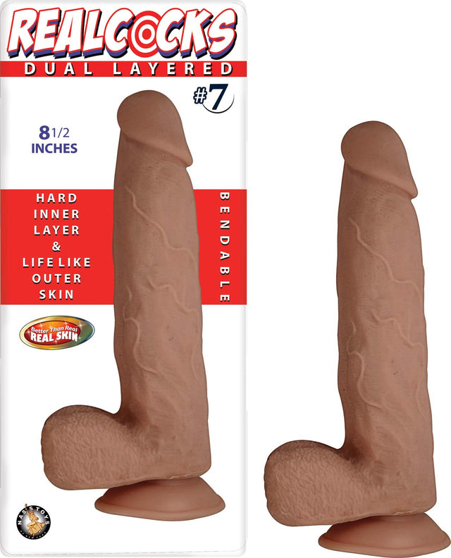 Nasstoys Realcocks Dual-Layer Realistic Dildo #7, Brown - NW2786-2