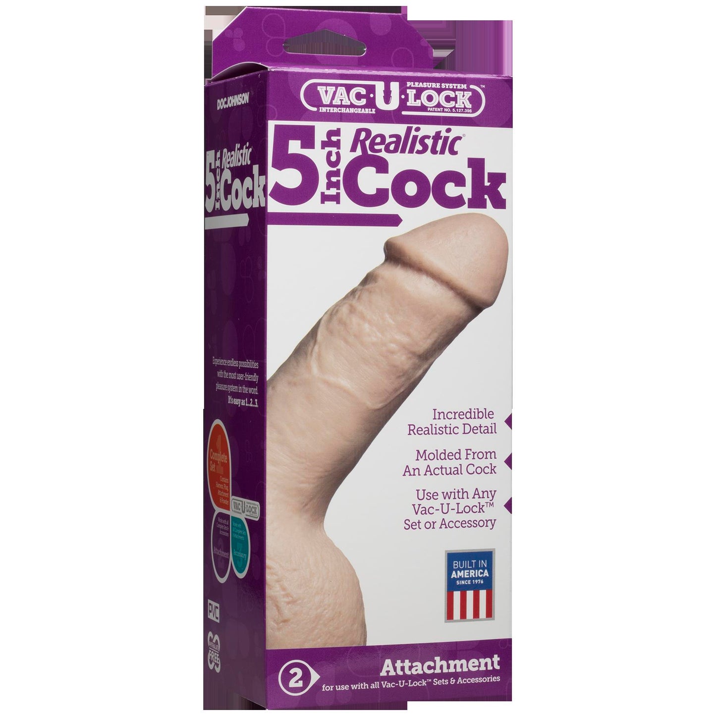 Vac-U-Lock 5-Inch Realistic Cock - White by Doc Johnson