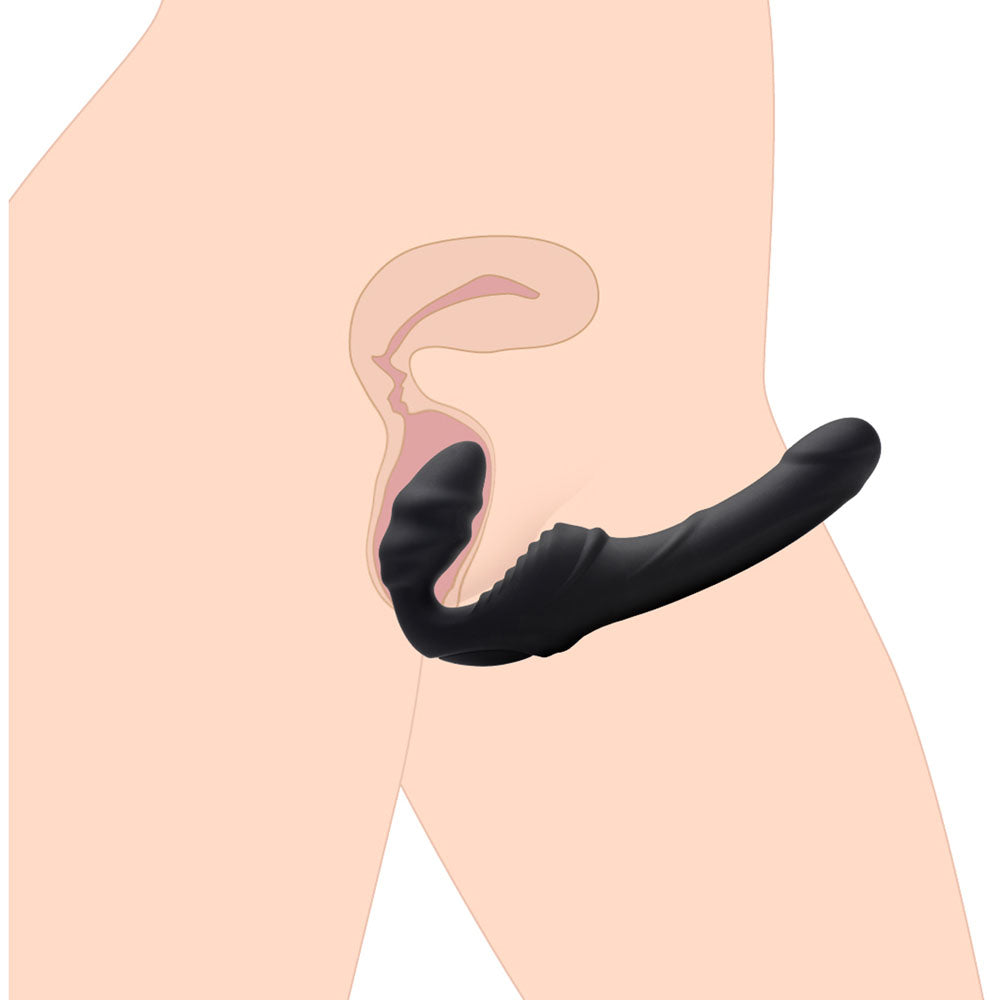 Slim Rider Ribbed Vibrating Silicone Strapless Strap-On by XR Brands