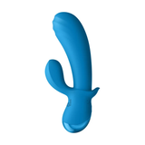 XR Brands Thick Silicone Rabbit Vibrator — Blue, 5.7in Dual-Stimulation - BNG-AI018