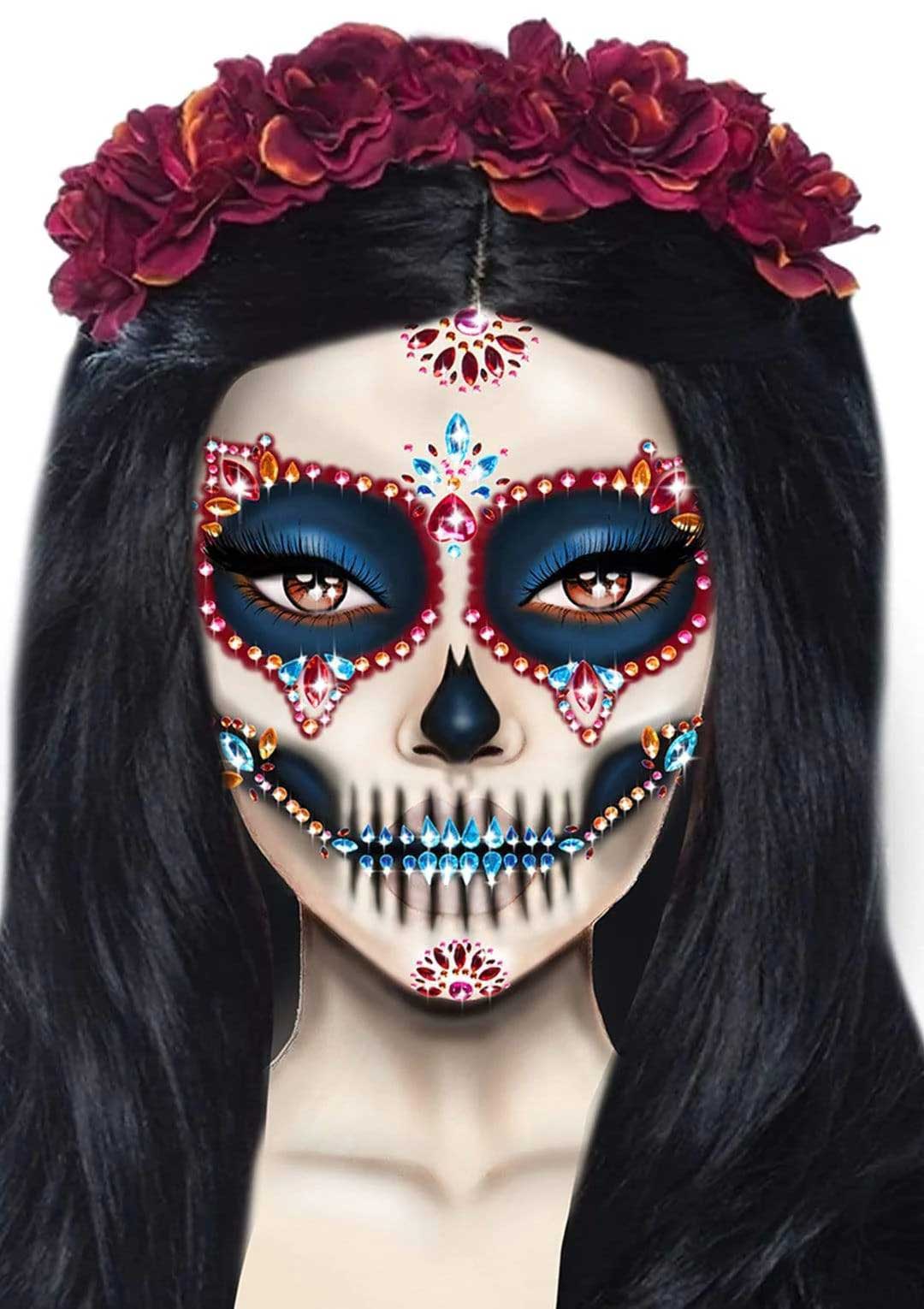 Day of the Dead Adhesive Face Jewels by Leg Avenue