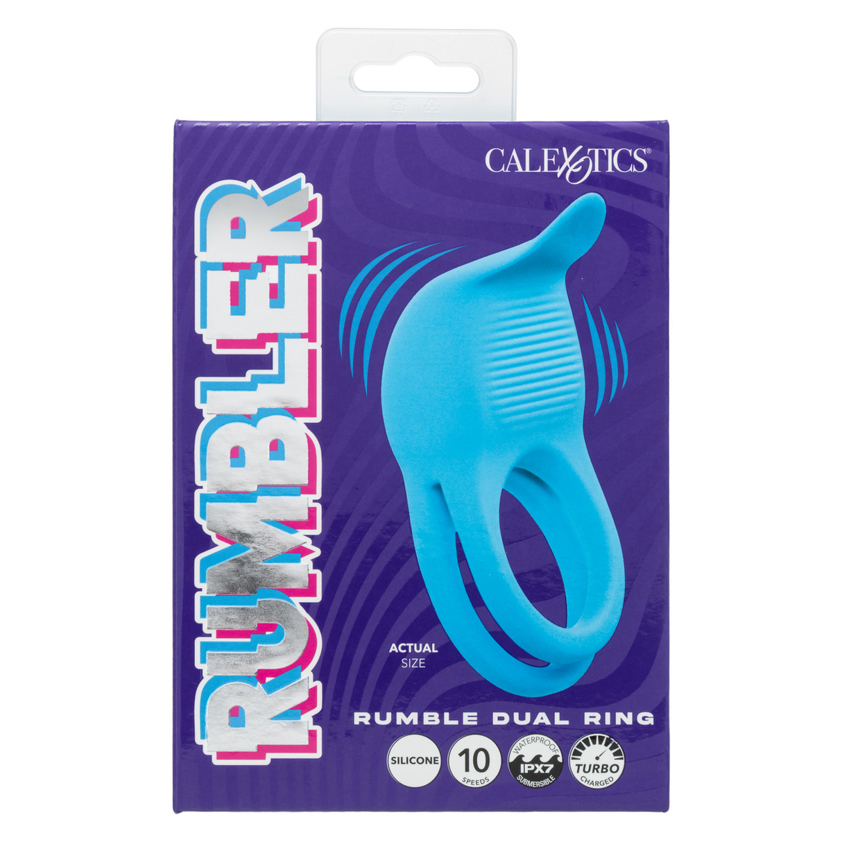 CalExotics Rumbler Rumble Rechargeable Dual Cock Ring — Blue - SE4376053