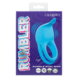 CalExotics Rumbler Rumble Rechargeable Dual Cock Ring — Blue - SE4376053