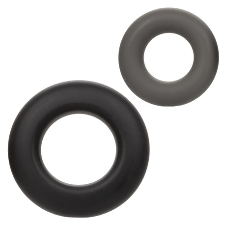 CalExotics Alpha Liquid Silicone Prolong Rings, Set of 2 — Black/Gray - SE1491902