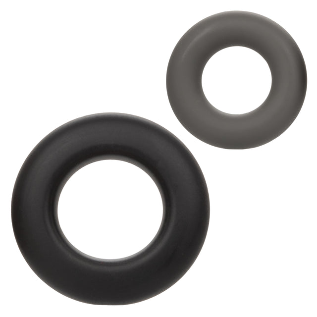 CalExotics Alpha Liquid Silicone Prolong Rings, Set of 2 — Black/Gray - SE1491902
