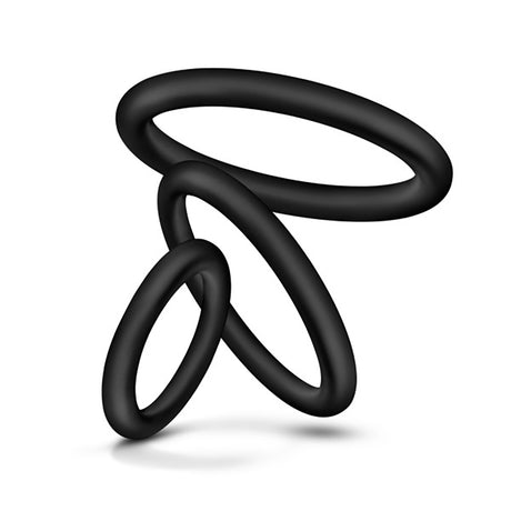 Blush Performance Pure Silicone Cock Ring Set — 3 Sizes, Black - BL-370815