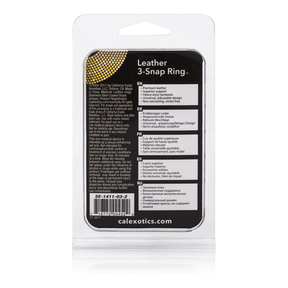 Leather Black 3-Snap Ring by CalExotics