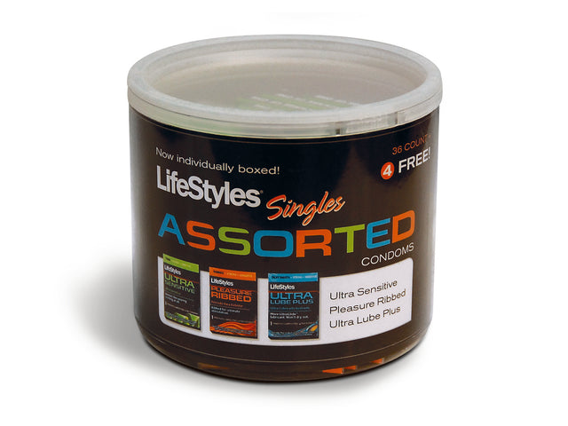 Paradise Marketing Lifestyles Assorted Condom Singles — 40 Count Jar - LSJAR675