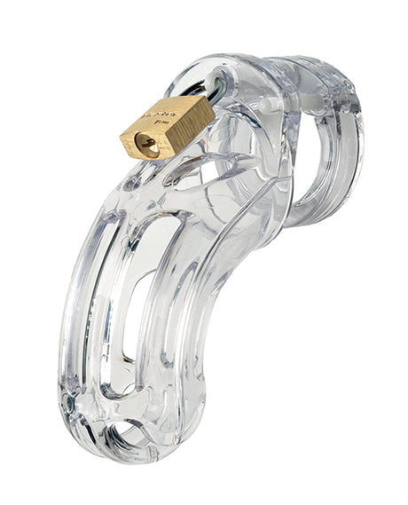 The Curve 3 3/4" Curved Cock Cage & Lock Set - Clear by CB-X